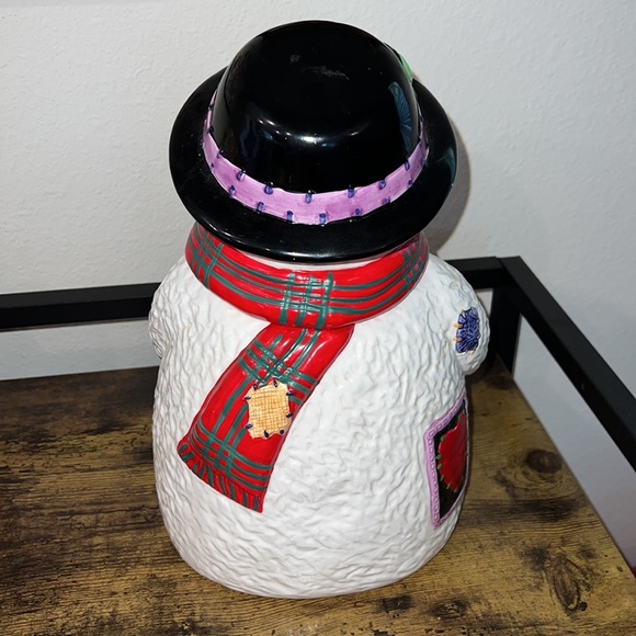 Large Snowman “Let It Snow!” Porcelain Cookie Jar - Picture 3 of 7
